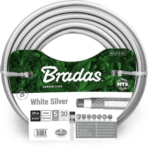 Поливочный шланг NTS White Silver Bradas Ø3/4" (19мм) 20 метров